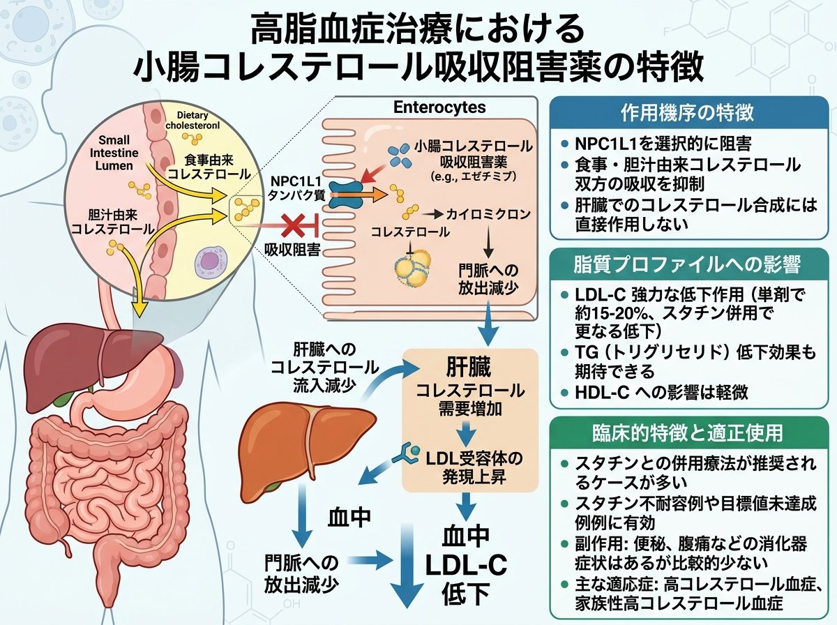 高脂血症治療における小腸コレステロール吸収阻害薬の特徴
