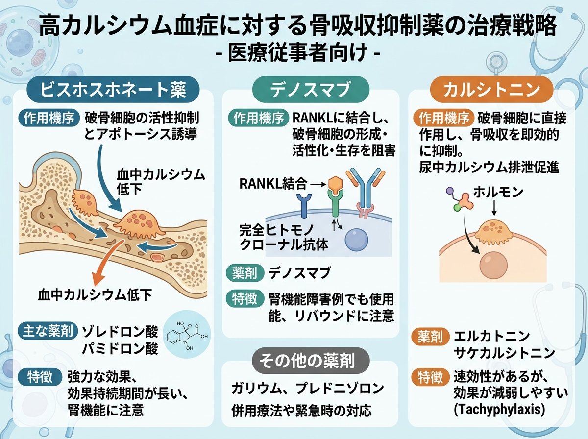 高カルシウム血症に使用される骨吸収抑制薬