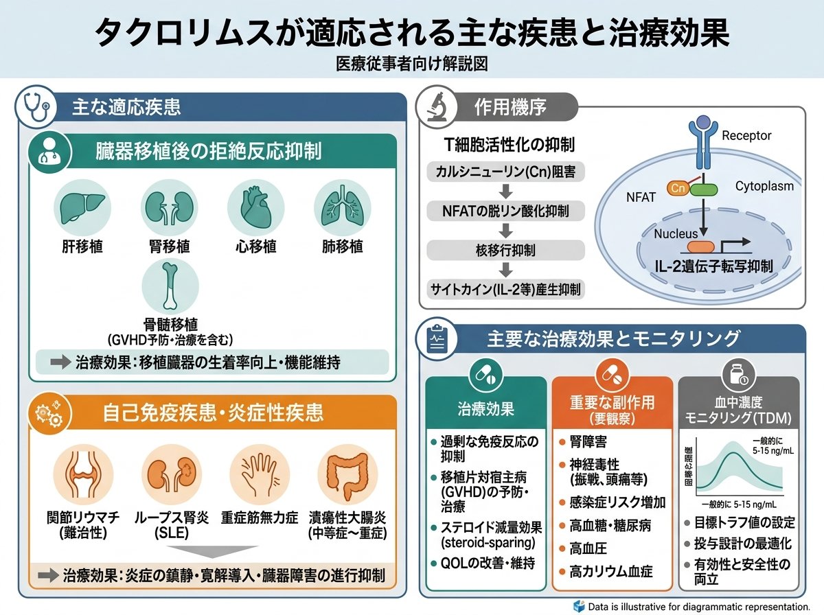 タクロリムスが適応される主な疾患と治療効果