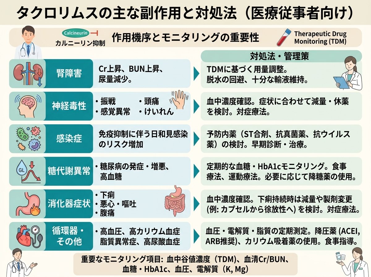 タクロリムスの主な副作用と対処法