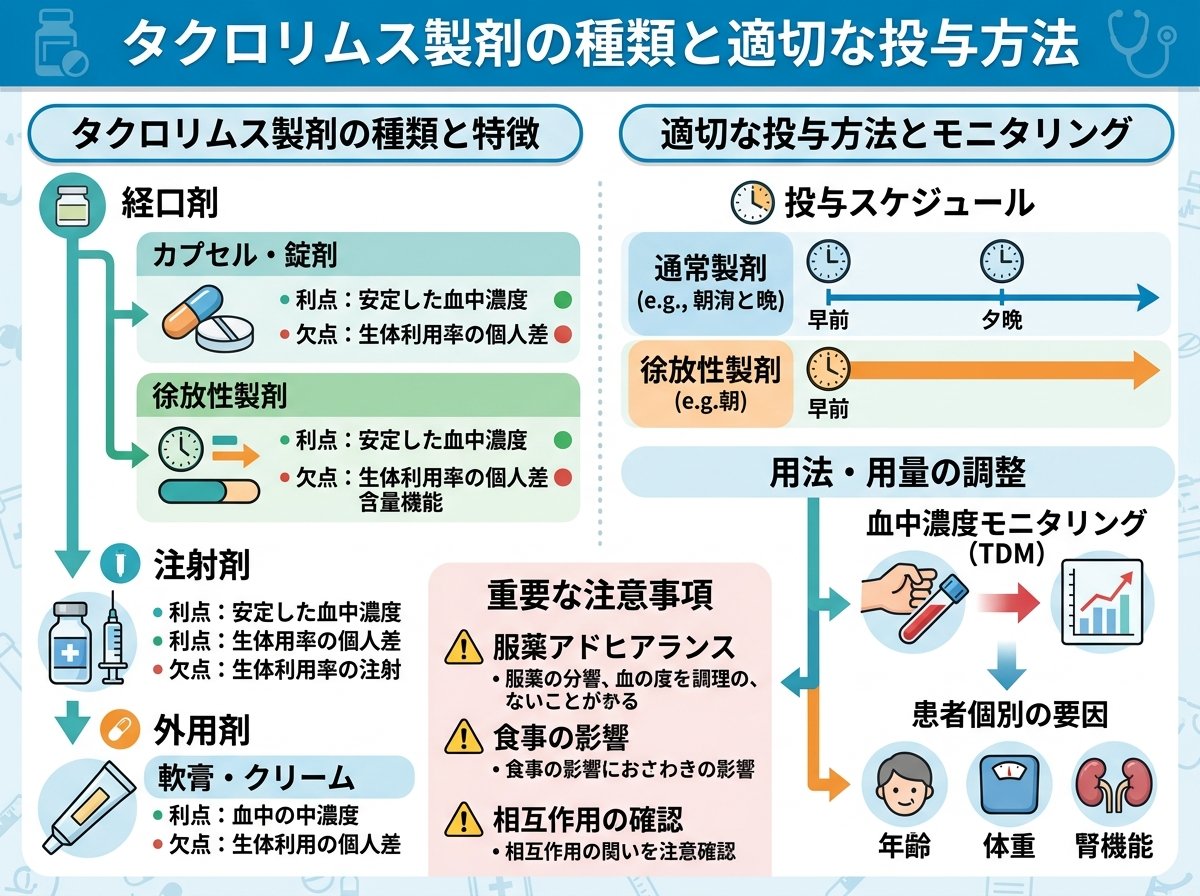 タクロリムス製剤の種類と適切な投与方法