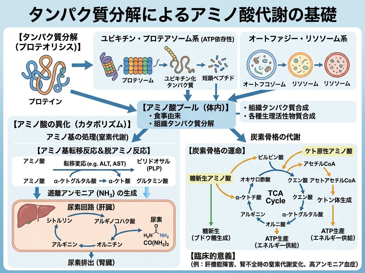 タンパク質分解によるアミノ酸代謝の基礎