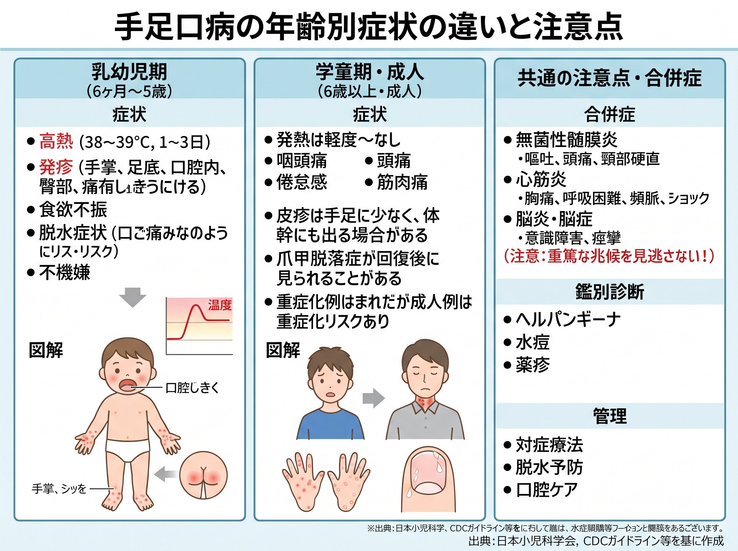 手足口病の年齢別症状の違いと注意点