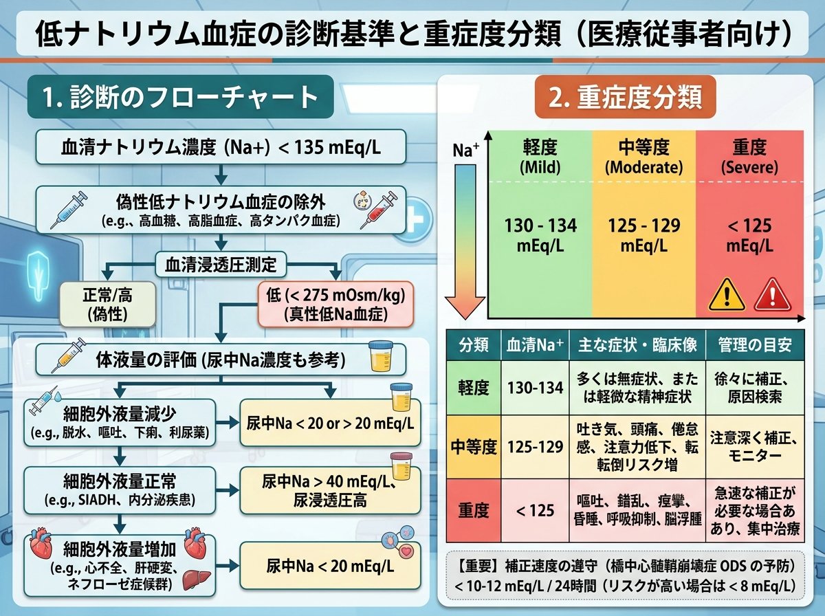 低ナトリウム血症の診断基準と重症度分類