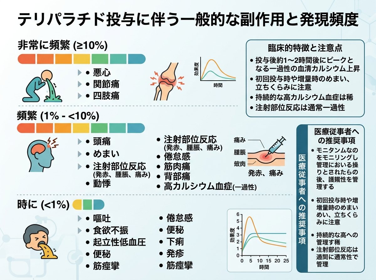 テリパラチド投与に伴う一般的な副作用と発現頻度