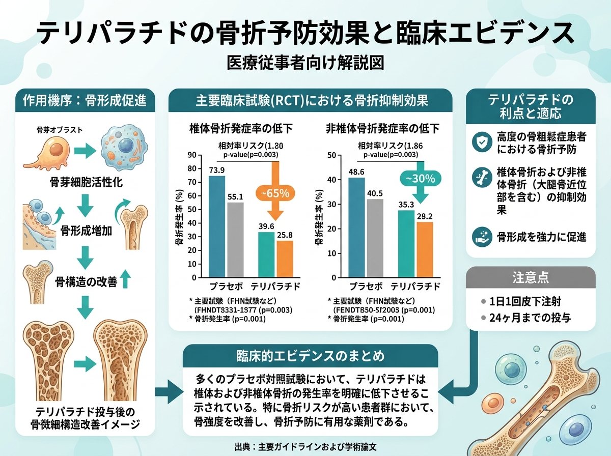 テリパラチドの骨折予防効果と臨床エビデンス