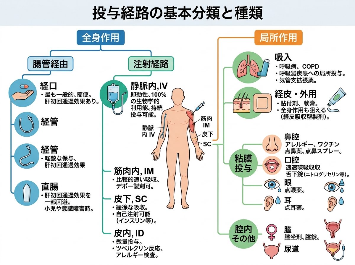 投与経路の基本分類と種類
