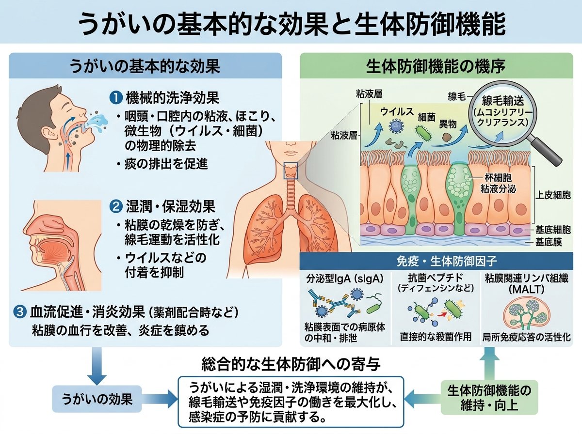 うがいの基本的な効果と生体防御機能