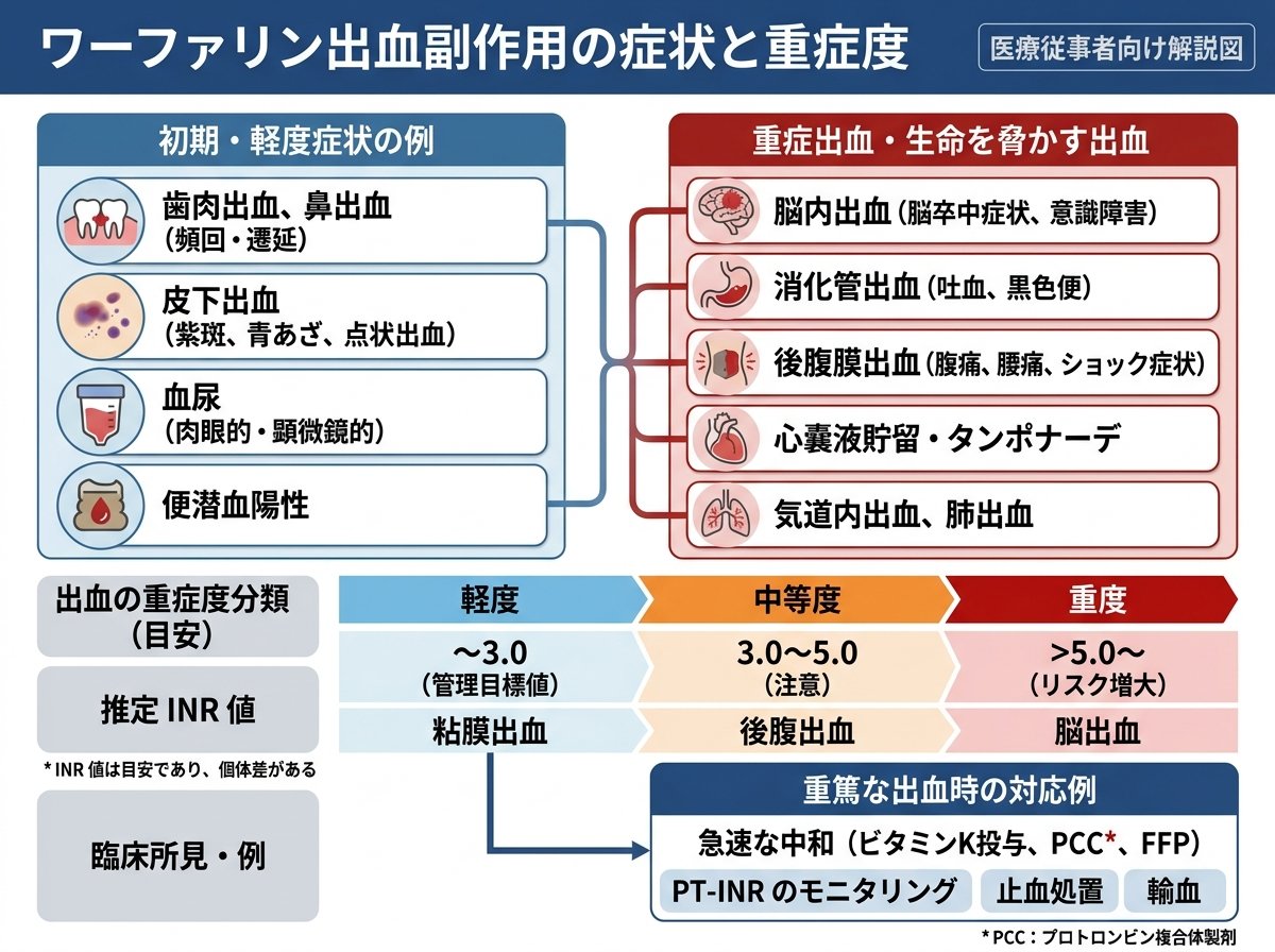 ワーファリン出血副作用の症状と重症度