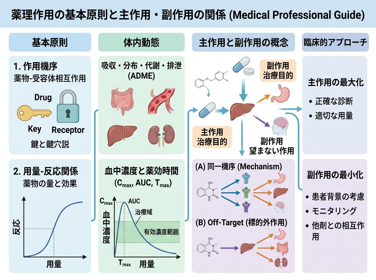 薬理作用の基本原則と主作用・副作用の関係