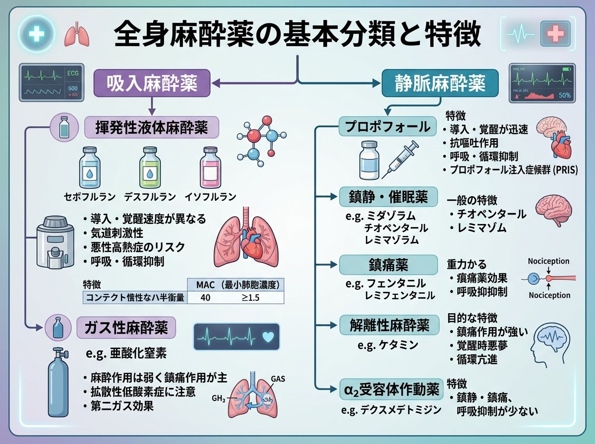 全身麻酔薬の基本分類と特徴